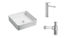 Комплект 3 в 1: раковина Weltwasser 2174/7/9, смеситель Ledeme 1133, сифон Wellsee F